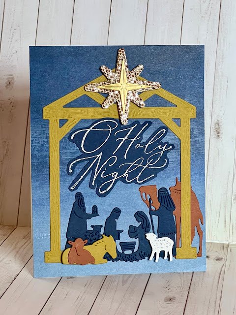 Manger scene Christmas Card using Stampin' Up! Night Divine Stamp Set and Dies