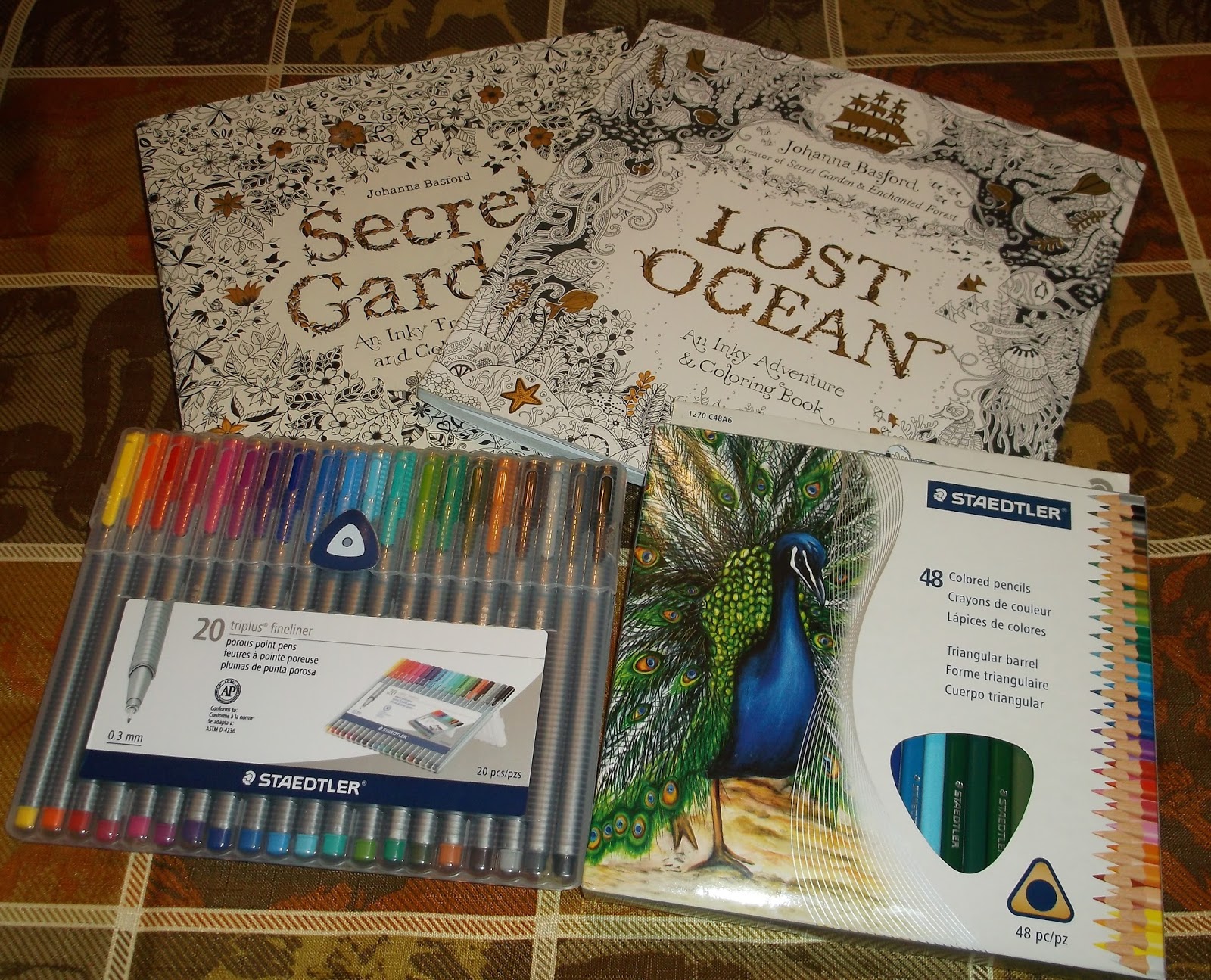 Lost Ocean & Secret Garden by Johanna Basford and Staedtler Pens & Colored Pencils