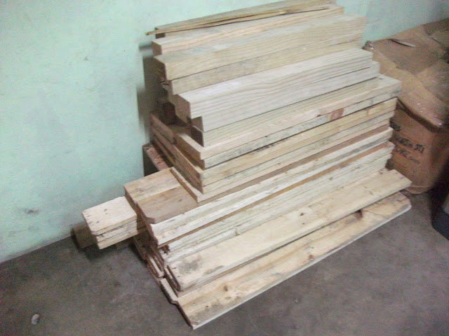 stockpiled wooden palette scrap