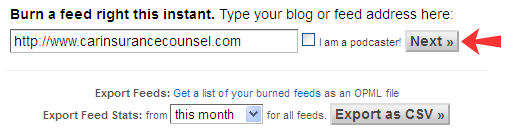 Burn a feed with Google feedburner