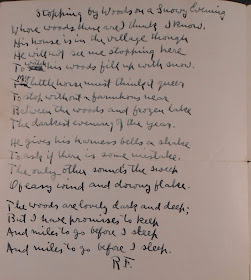 Manuscript of "Stopping by Woods on a Snowy Evening"