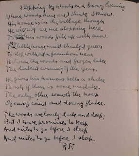 Manuscript of "Stopping by Woods on a Snowy Evening"