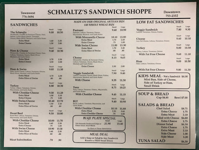 Schmaltz's Sandwich Shoppe Waco, Texas sandwich menu