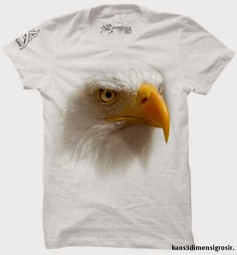  Kaos  3D Eagle White T shirt 3  Dimensi 