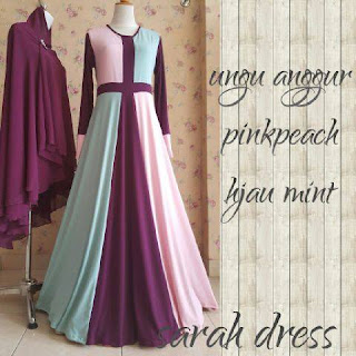 Sarah Dress Ungu Anggur Pinkpeach Ijo Mint