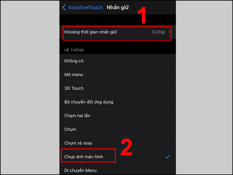 Chọn Chụp ảnh màn hình