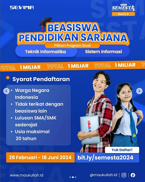 Beasiswa Semesta, Beasiswa Kuliah S1 dan S2