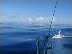 im1This is the fearsome Atlantic Ocean several hundred miles from shore; good weather windows make for enjoyable passages and when starting out always err on the side of super-calm seas versus spirited sailing. Go slow and let your skills and the seas build up naturally together. 