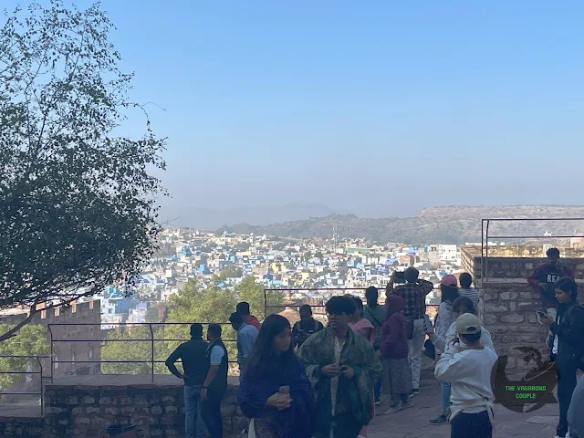 Blue Houses and Temples of Jodhpur: view from Mehrangarh Fort, Jodhpur, Rajasthan, India