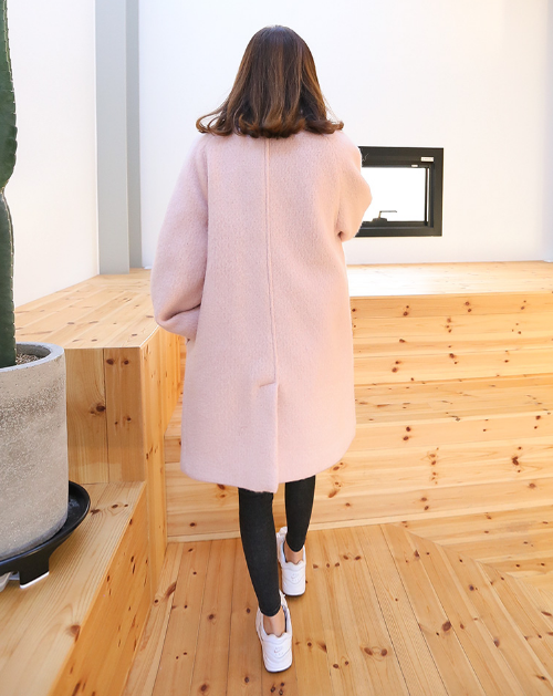 Simple Alpaca Blend Loose Fit Long Coat