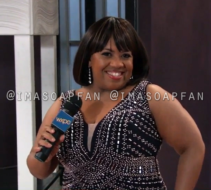 Sydney Val Jean, Chandra Wilson, Navy Blue Beaded Gown, Nurses Ball, General Hospital, GH