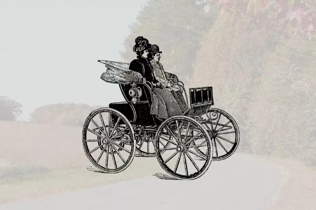 Bertha Benz travelling the motorwagen