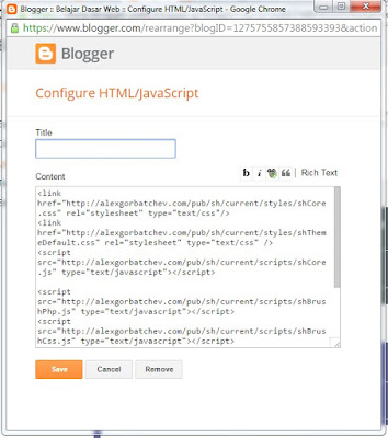 cara mengisi blogger widget