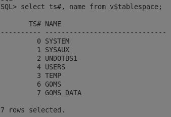 How many tablespaces are present