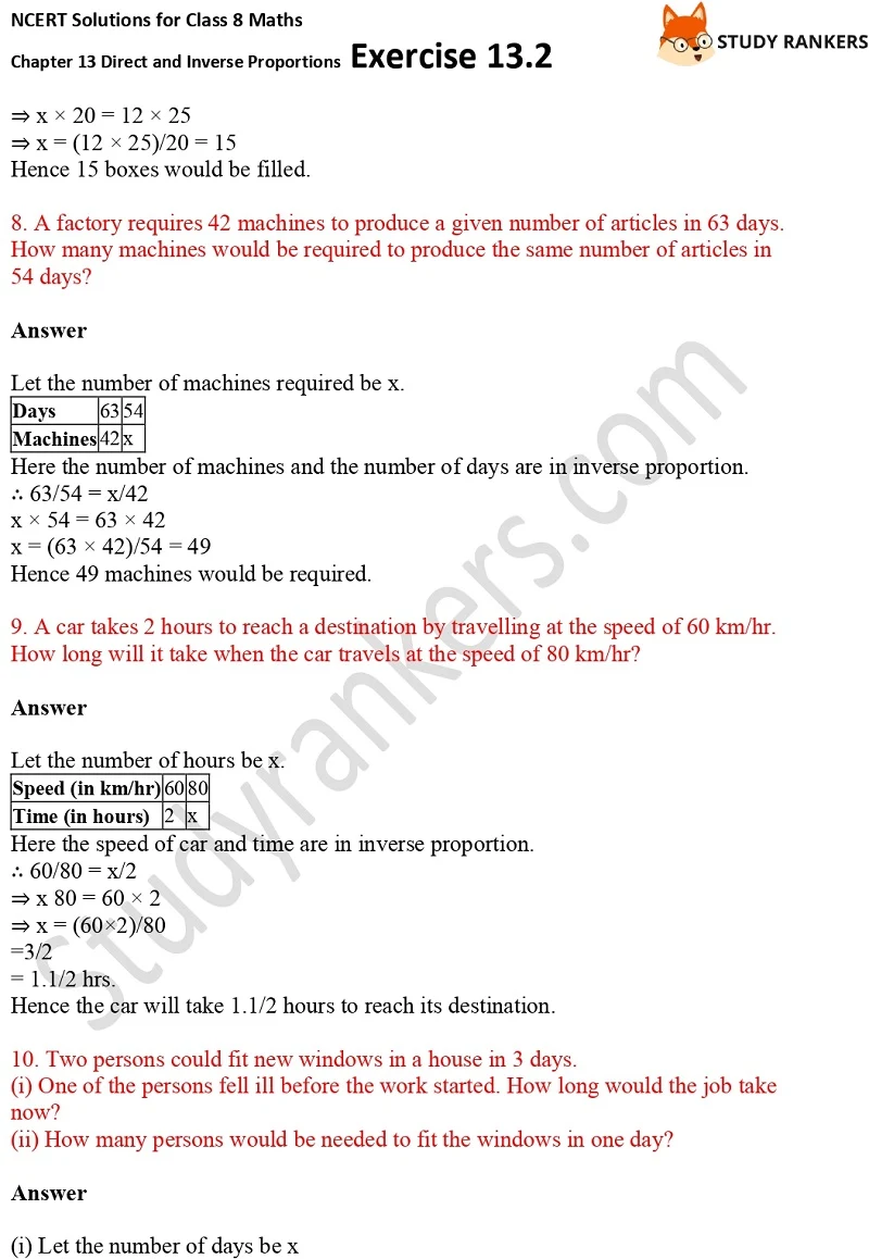 NCERT Solutions for Class 8 Maths Ch 13 Direct and Inverse Proportions Exercise 13.2 4