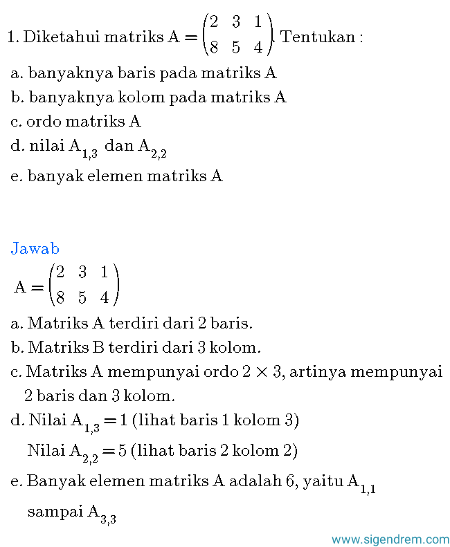 Contoh Soal Dan Pembahasan Matriks Sma