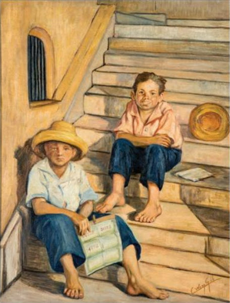 Niños billeteros en la escalera, 1930