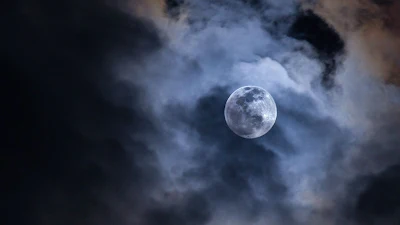 Moon, Clouds, Sky, Light, Night Wallpaper