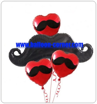 Balon Foil Hati Kumis & Balon Foil Kumis Besar
