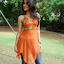 Ileana in Spicy Transparent Orange Top and Jeans Slim trim Ileana