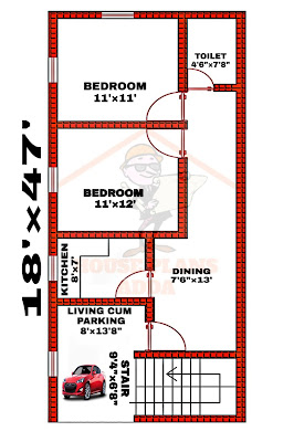 18×47 feet east face 2bhk house