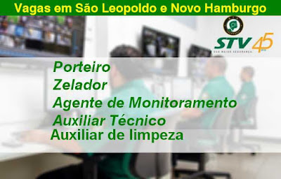 STV seleciona Auxiliar de limpeza, Porteiro, Zelador e outros em São Leopoldo e Novo Hamburgo