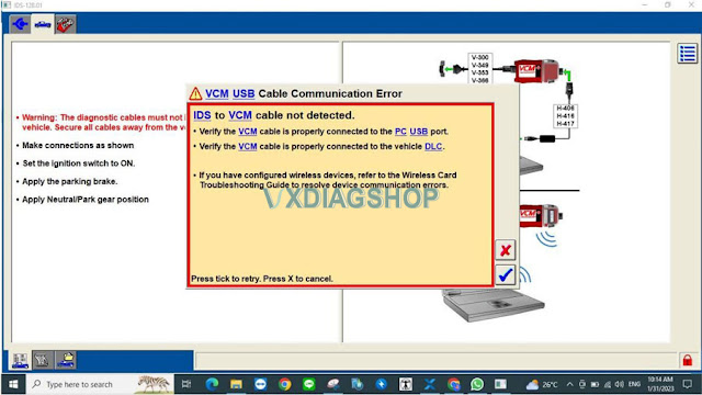 vxdiag VCM USB Cable Communication Error