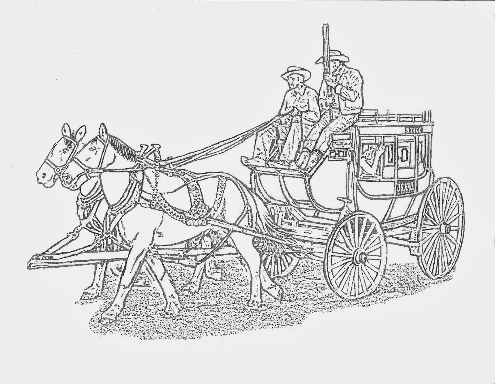 WESTERN STAGE COACH COLORING PAGE By DANCING COWGIRL DESIGN