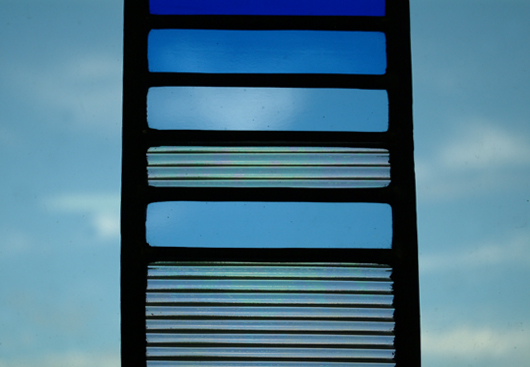 ... border panel from a class project. Blue and reeded glass. R.Wood
