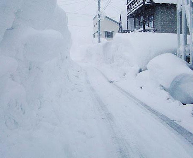 hard snow fall in japan photo