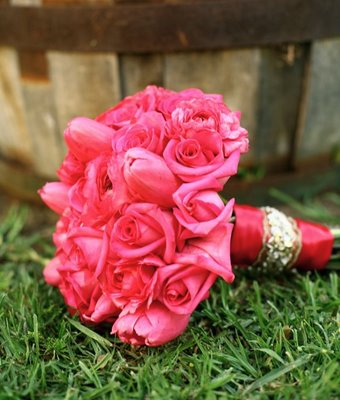 Pink Rose Bouquet by Lilywinkel above Pink Bouquet by WeddingFlowerscom 