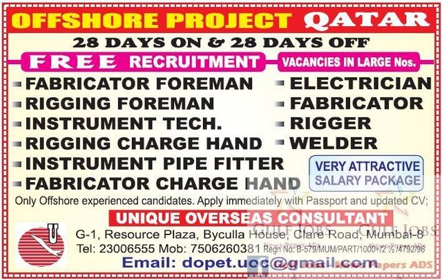 Offshore project Qatar large job vacancies