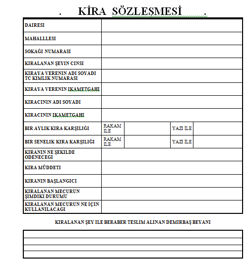 Kira muvafakatname örneği