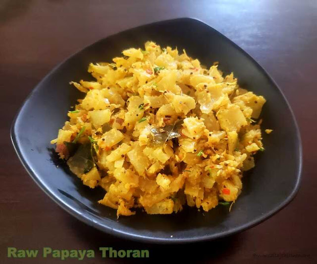 images of Raw Papaya Thoran Recipe / Kaplanga Thoran Recipe / Omakka Thoran Recipe / Green Papaya Thoran Recipe / Green Papaya Poriyal /  Kerala Style Thoran Recipe