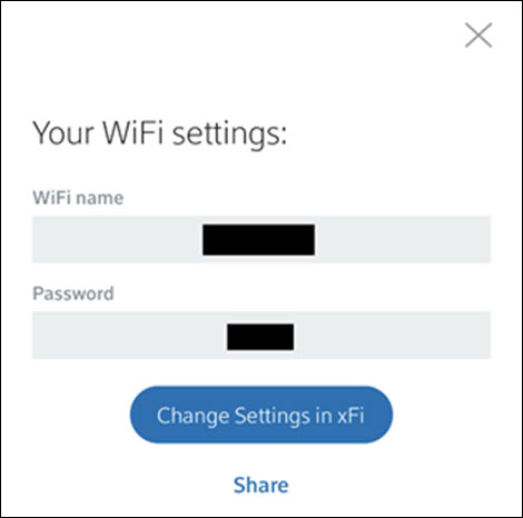 To change your WiFi settings, go to Change WiFi Settings. You'll see an option to Change Settings in xFi and be taken to the xFi site if you lease an xFi Gateway.