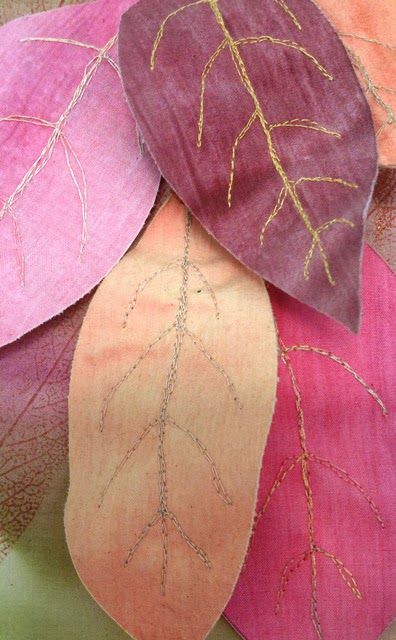 hand painted fabric leaves