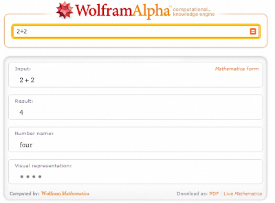 search for 2+2 in WolframAlpha.com