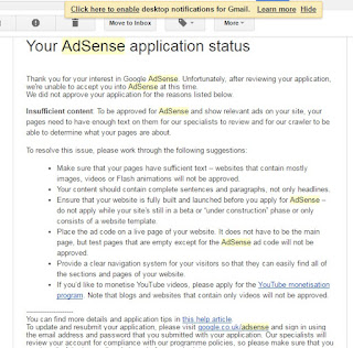 AdSense give some suggestion from which we can solve this issue and apply once again.
