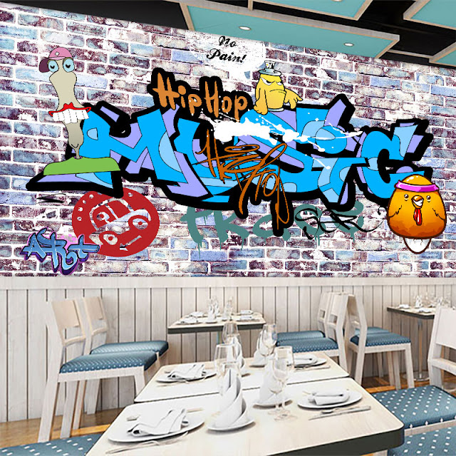 Graffiti Wall Murals Brick Wall Blue Youth Room