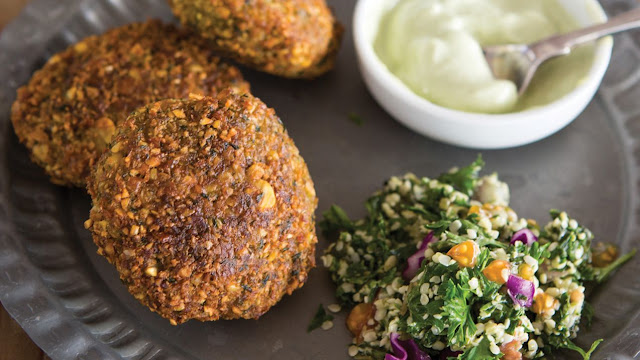 Homemade falafels with tahini yogurt