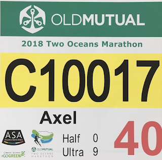 Gelbe Nummer Two Oceans Ultra Marathon 2018