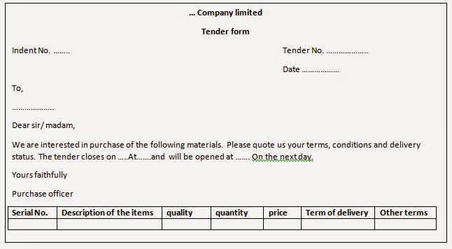 Tender form, Tender form format, Tender form pdf, Tender form image