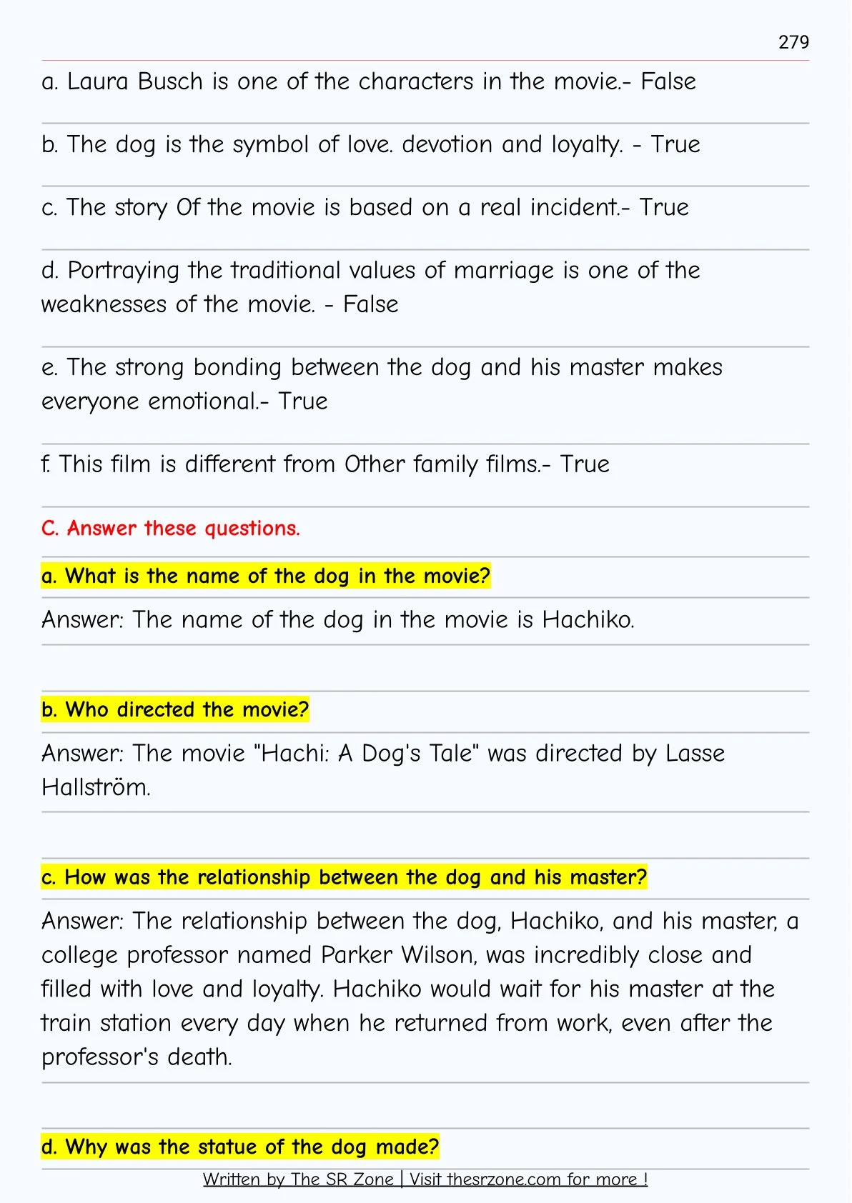 Class 10 English Guide Notes The SR Zone