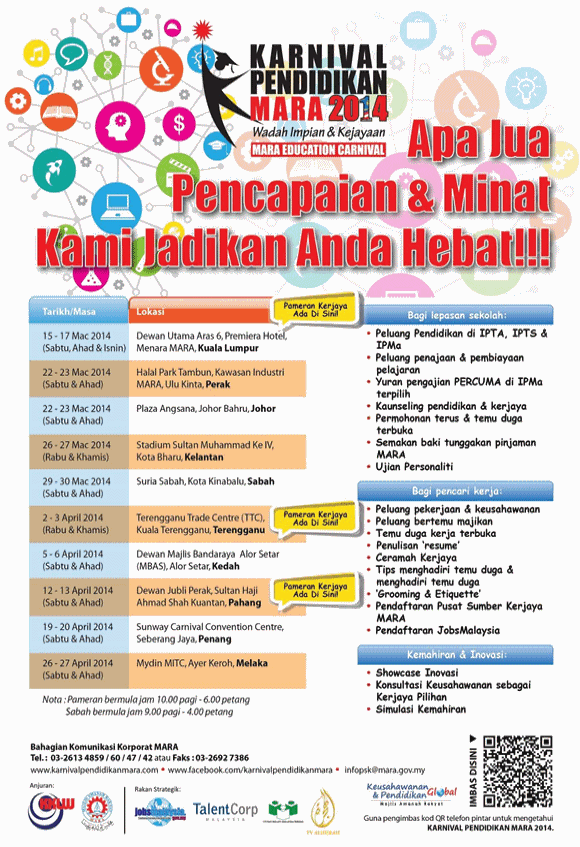 Jadual Karnival Pendidikan MARA 2014
