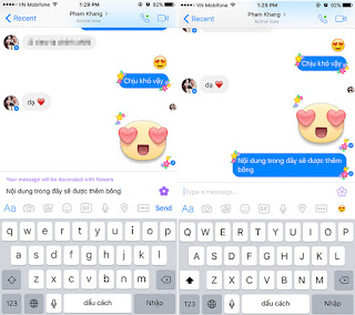 Facebook Messenger đã cho trang trí với hoa