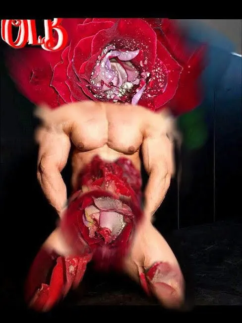 Sexy muscular body with a rose as head created by Oregonleatherboy
