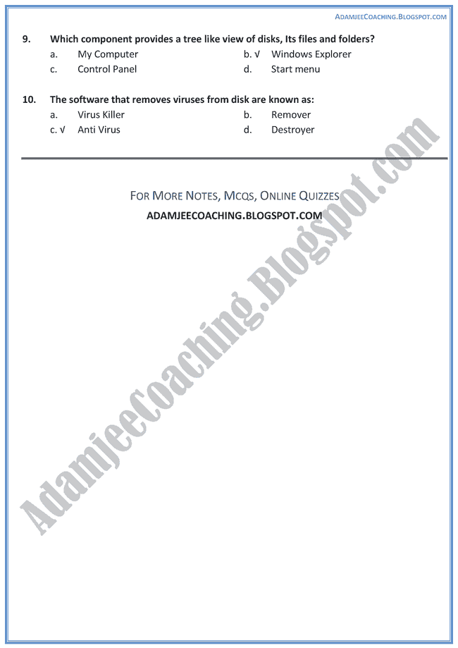 Introduction-To-Windows-Operating-System-MCQs-Computer-IX