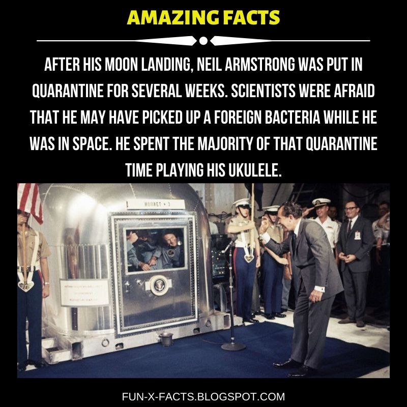 After his moon landing, Neil Armstrong was put in quarantine for several weeks. Amazing WTF Facts.