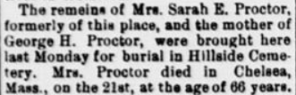 Sarah Thurlow Proctor Death Notice