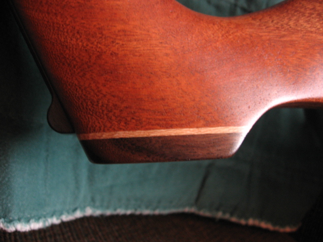 The wood is sapele. The wood used for the grip cap in quartersawn 